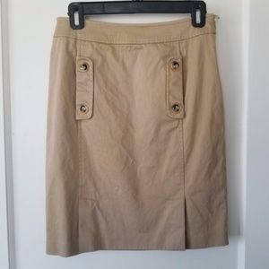 Lafayette148 Petite Button Pocket Tan Skirt